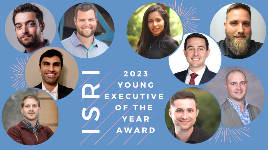 Image showing 10 individuals and the text ISRI 2023 Young Executive of the Year Award